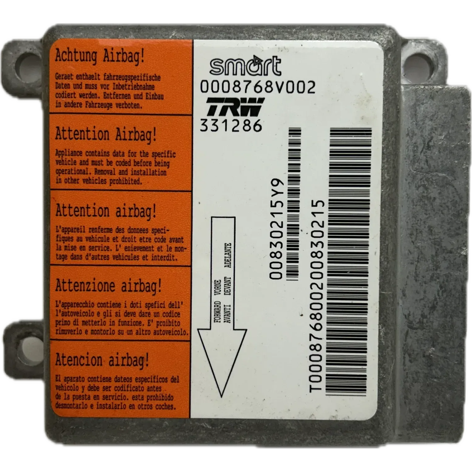 Réparation du calculateur airbag Smart Roadster C452